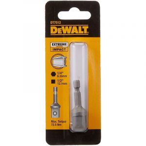 Адаптер за ударен винтоверт 1/4″ шестостен – 1/2″ квадрат DeWALT DT7512