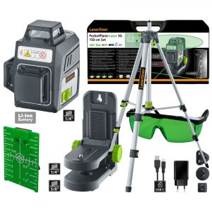 Зелен линеен лазер Laserliner PocketPlane-Laser 3G set, 036.703A