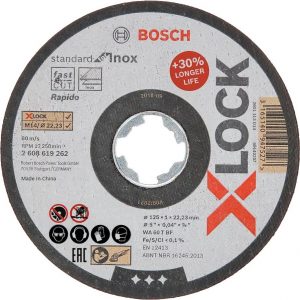 Диск за рязане на инокс BOSCH X-LOCK STANDARD FOR INOX 2608619262, 125 x 1 mm