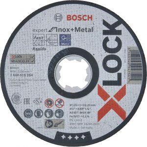 Диск за рязане на инокс и метал BOSCH X-LOCK EXPERT FOR INOX AND METAL 2608619264, 125 x 1 mm