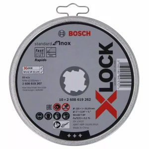 Диск за рязане на инокс BOSCH X-LOCK STANDARD FOR INOX 2608619267, 125 x 1 mm, 10 броя