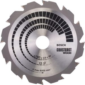 Диск за циркуляр BOSCH CONSTRUCT WOOD 2608640633, 190x30x2.6x12Z