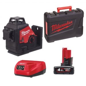 Линеен лазерен нивелир Milwaukee M123PL-401C, 4933478102, 12V