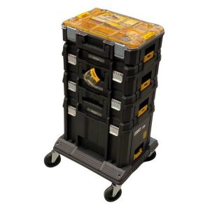 Комплект органайзер, 3 броя куфари и количка DeWALT 5 части