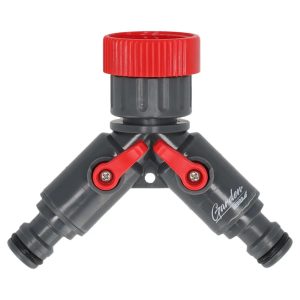 Разклонител за маркучи с кран, двоен 1/2"-3/4" DEDRA 80N002K